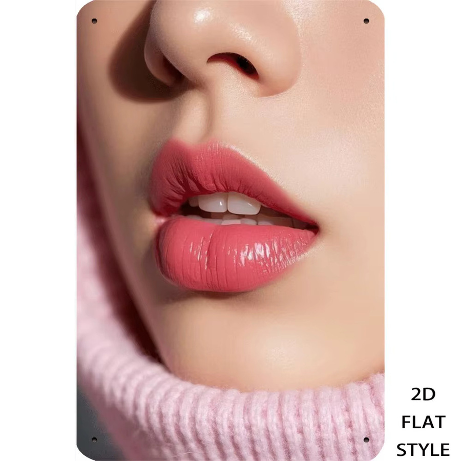HELLOYOUNG Retro Metall-Blechschild mit Lippenstift-Motiv in Pink für deine Wanddekoration, B/H: 20,32 x 30,48 cm - Bild 3