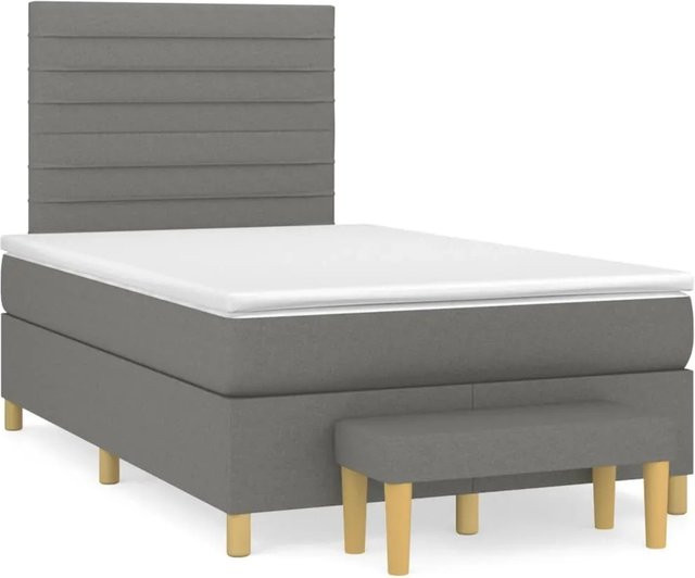 vidaXL Boxspringbett mit Matratze Dunkelgrau B/T/H: 120 x 200 x 128 cm - Bild 1
