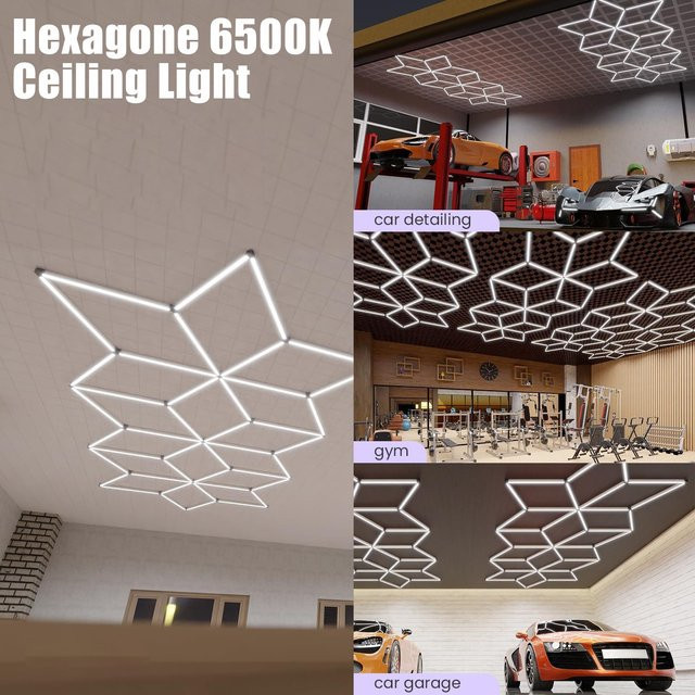 LINYILIGHT LED-Deckenleuchte in Hexagramm-Form, weiß, 6500 K Kaltweiß - Bild 1