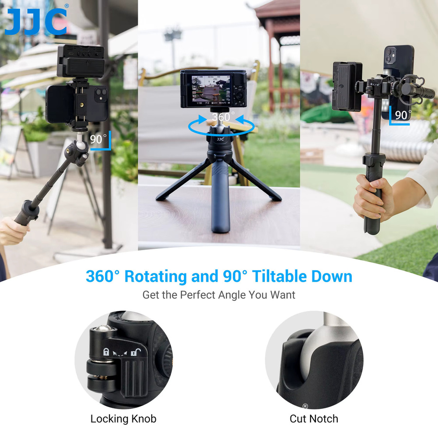 JJC Mini Vlogging Stativ mit Telefonclip in Schwarz für DJI Osmo, Canon und Sony ZV-Serie - Bild 3
