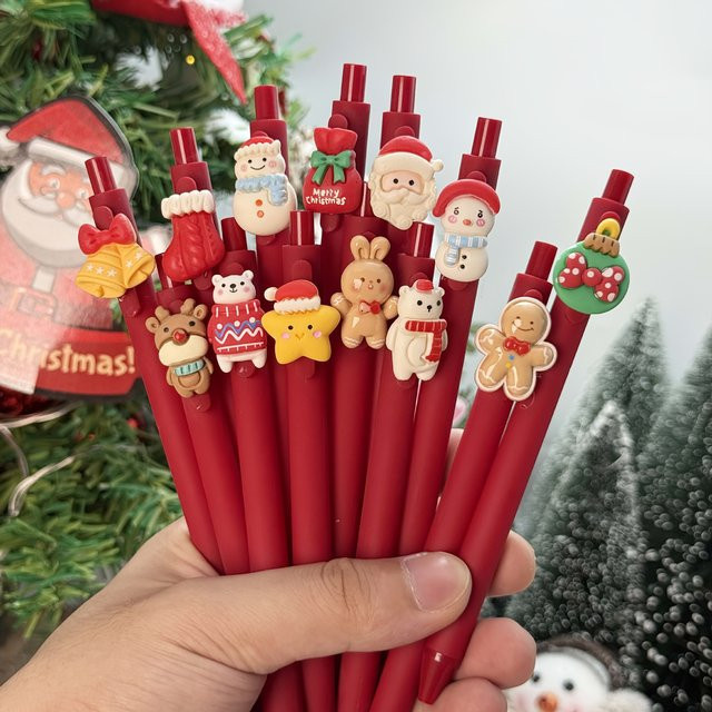 Weihnachts-Gelstifte in Rot mit Cartoon-Design für Studenten und Büro - Bild 1