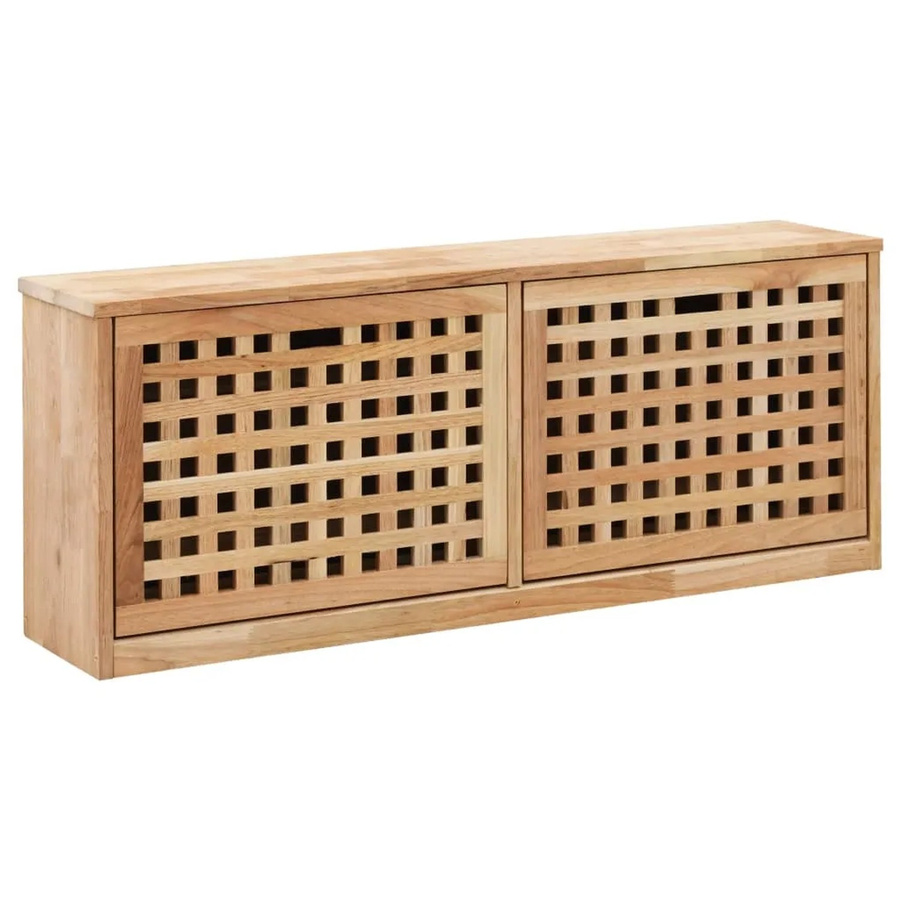 vidaXL Schuhbank aus Walnuss-Massivholz in Braun, B/T/H: 94 x 20 x 38 cm - Bild 2