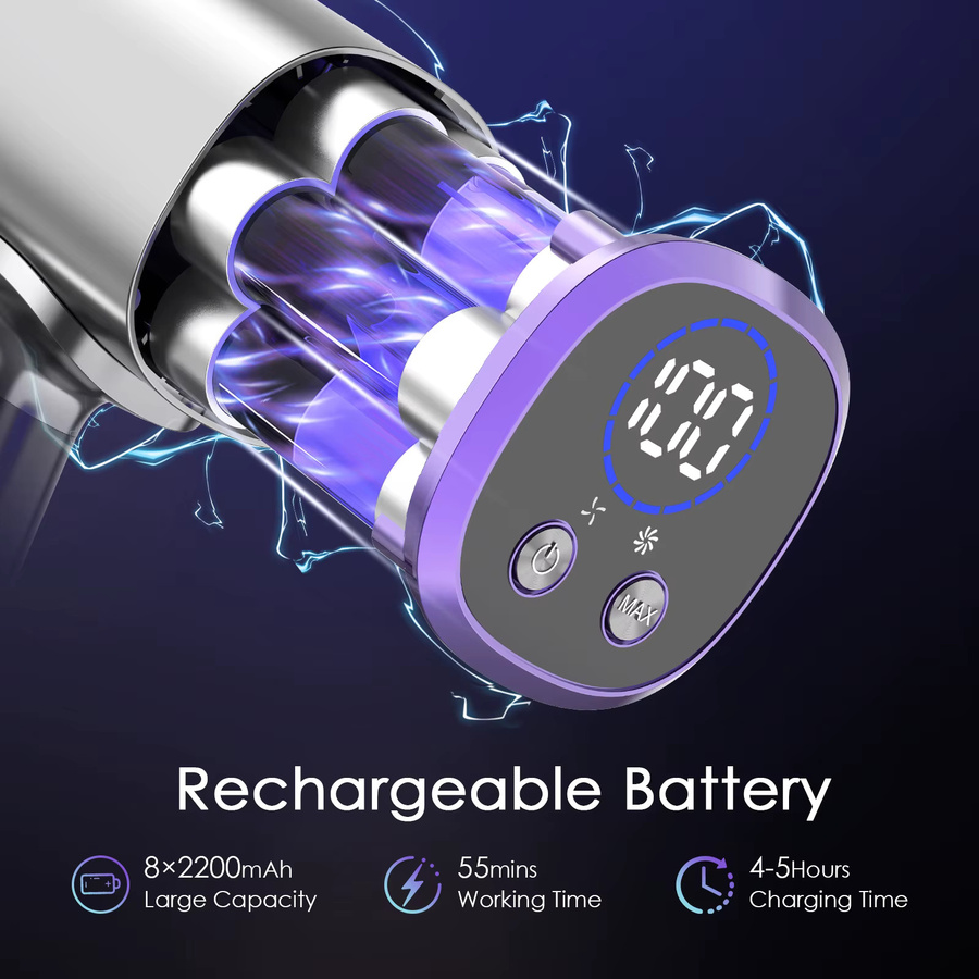 Fixtfixer Akku-Staubsauger mit 400 W und 60 kPa Saugkraft, kabelloser Stabstaubsauger mit LED-Walzenbürste, 4 HEPA-Filtern, teleskopierbarem Metallschlauch und selbststehender Wandhalterung - Bild 2