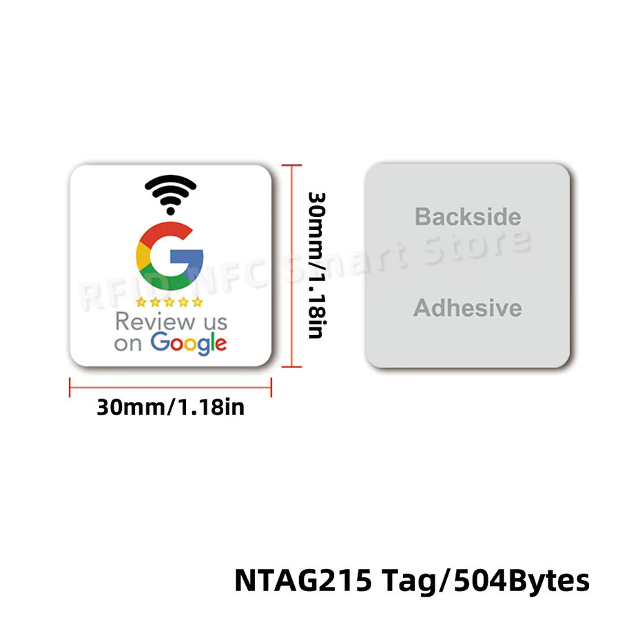 Guang Hongrun NFC215 Google-Bewertungsaufkleber in Weiß, wasserfester NFC-Tag mit 504 Bytes und 13,56MHz, Durchmesser: 30 mm - Bild 2