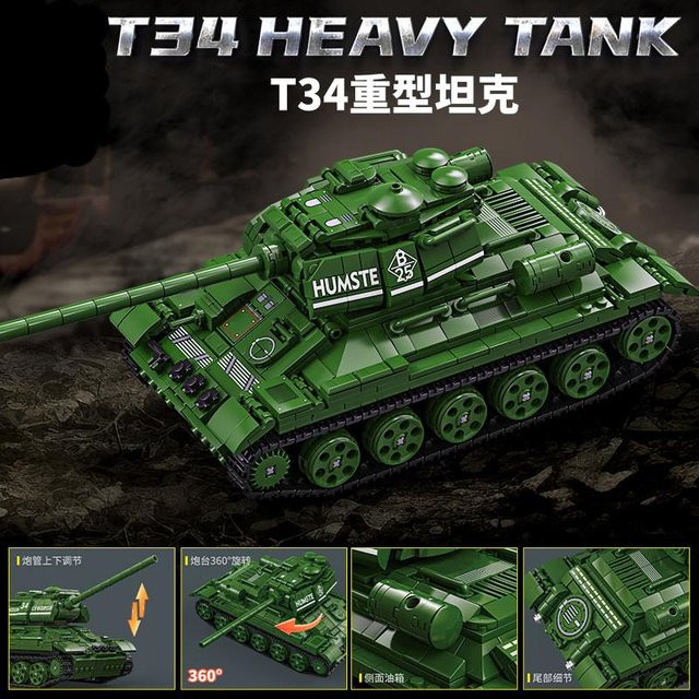 Sowjetischer T34 schwerer Panzer Modellbau, Bausteine, ab 14 Jahren - Bild 1