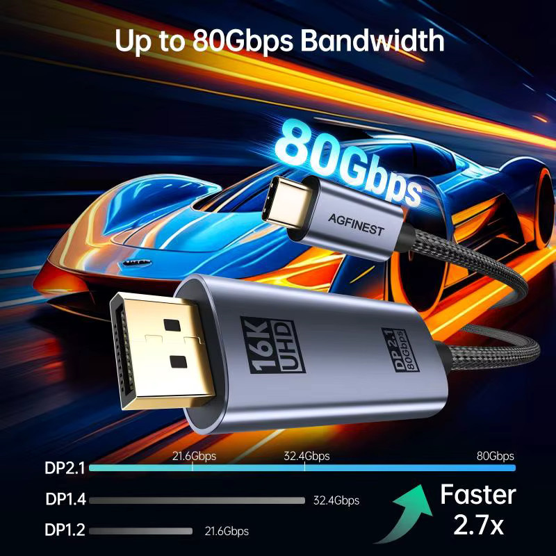 ULT-unite USB-C auf DisplayPort 2.1 Kabel mit 80Gbps für 16K@30Hz und 8K@120Hz, kompatibel mit Thunderbolt 4/3, MacBook Pro/Air, iPad und Galaxy S25 - Bild 2