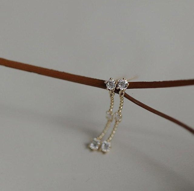 Ohrstecker 925 Silber, Zirkonia, Gold, Damen - Bild 1