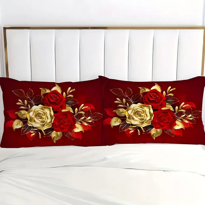 JMG Household Supplies Bettwäsche-Set mit floralem Rosenmuster in Gold, bestehend aus 1 Bettbezug und 2 Kissenbezügen, B/T/H: 135 x 200 cm - Bild 2