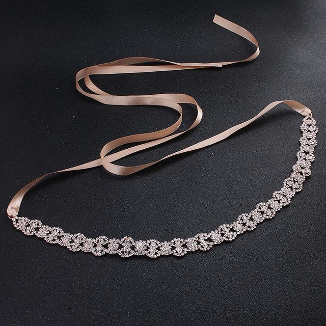 Gürtel Satin, Rose Gold, Strass, Kristall, Damen - Bild 1