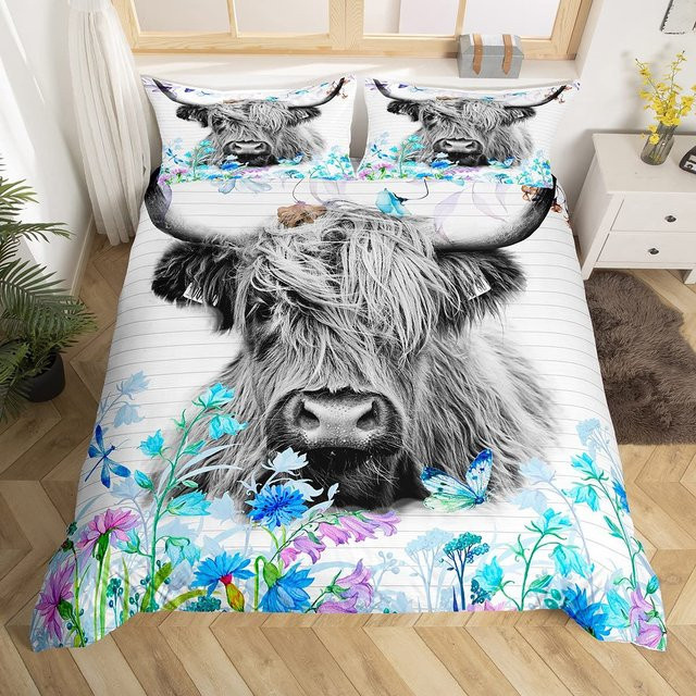 Bettwäsche-Set Your Warm Home mit Highland Cattle Motiv in Mehrfarbig, Bettbezug und Kissenbezug, B/H: 140 x 210 cm, Kissenbezug: 50 x 70 cm - Bild 1