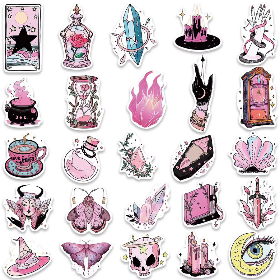 Rspctou Hexenmagie Gothic Aufkleber, Rosa, Fantasy, 10-teiliges Set - Bild 5