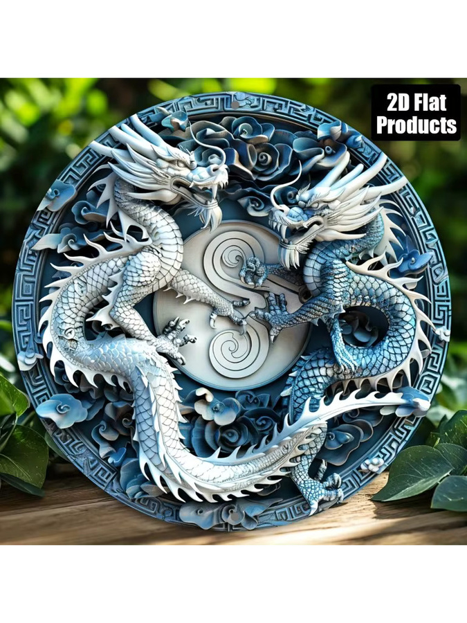 Rundes dekoratives Metallschild mit Drachenthema von Potdemiel, Durchmesser: 20 cm - Bild 6