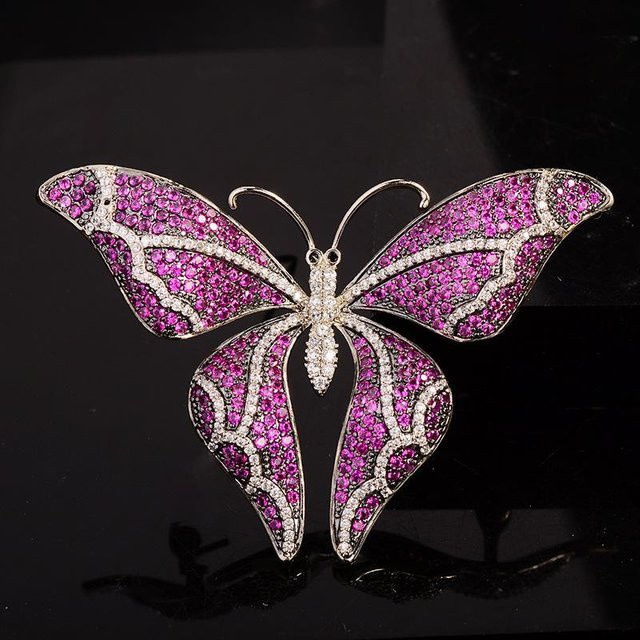 YIRAN Brosche Set, Schmetterling, Zirkonia, Silber, Messing, Damen - Bild 1