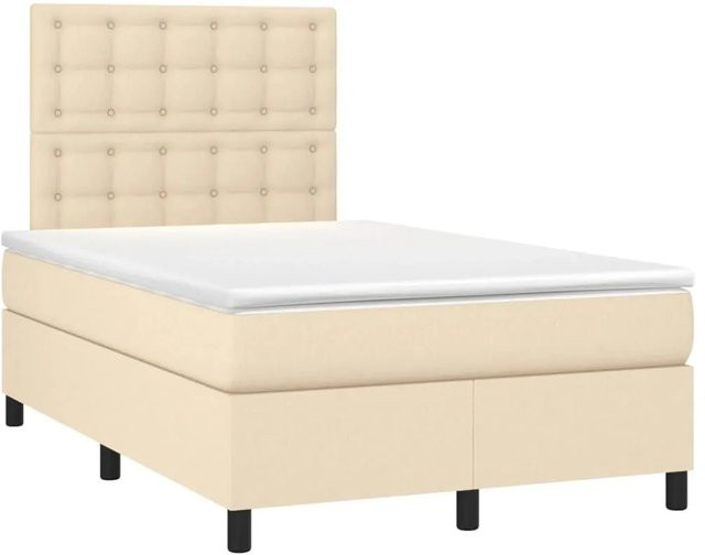 vidaXL Boxspringbett mit Matratze Hybrid-Design in Creme und Beige, B/T/H: 120 x 190 x 123 cm - Bild 1