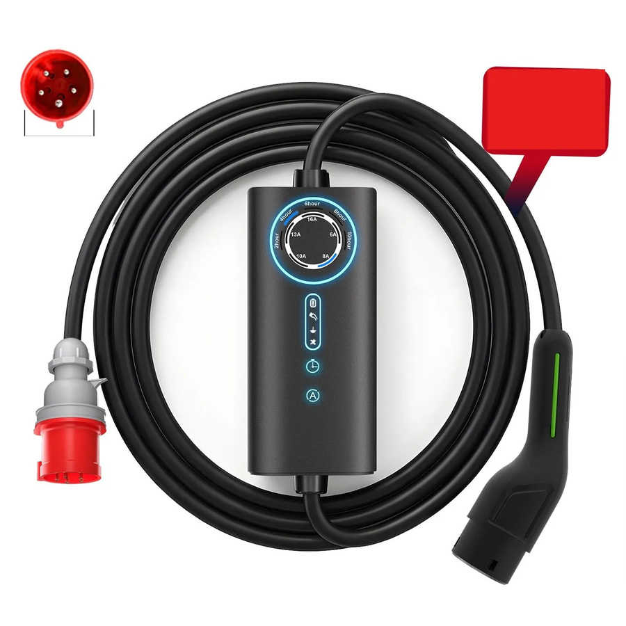 Junsun EV Ladegerät 11kW mit 6m Type 2 Kabel, 3-phasig, 6-16A, Schwarz - Bild 2
