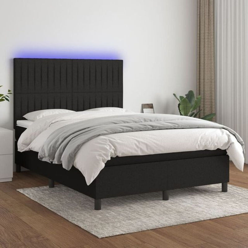 Vidaxl Boxspringbett mit Matratze aus Stoff in Schwarz B/T/H: 140 x 200 cm - Bild 1