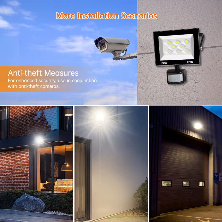 Asign LED-Flutlicht mit PIR-Bewegungssensor und Fernbedienung, 30W-100W, 6500K Kaltweiß, IP66 wasserdichter Außenstrahler für Garten und Wand, Weiß - Bild 6