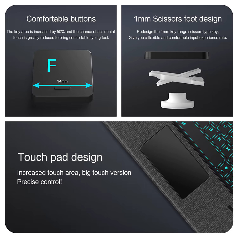 AJIUYU iPad Tastaturhülle in Schwarz für iPad Pro 11, iPad Air 11 M4/M5 und iPad 10.9 Generationen mit Standfunktion - Bild 4