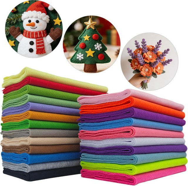 10er Filzset in Multicolour für DIY-Näharbeiten und Weihnachtsdekoration, B: 91 cm, H: 20 cm - Bild 1