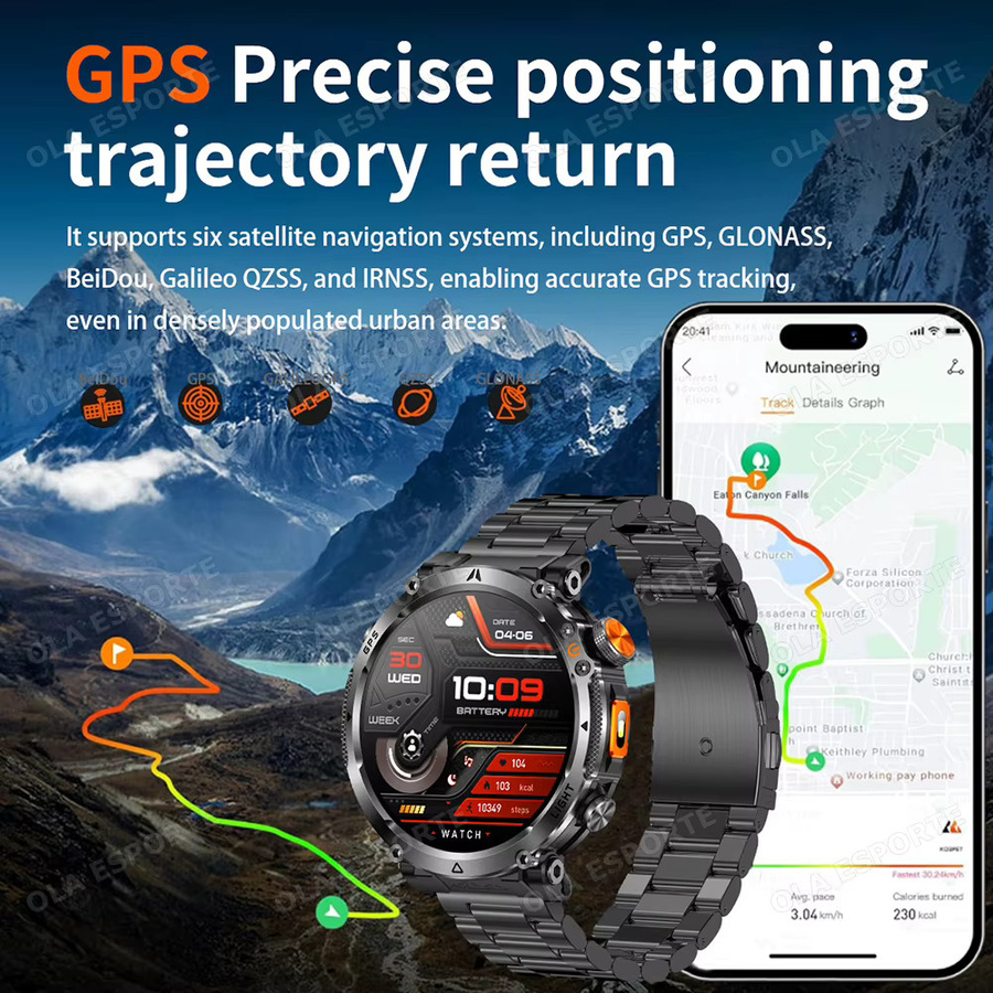 Ola Esporte Smartwatch, GPS, Bluetooth, 3 ATM, Blau, Herren - Bild 2