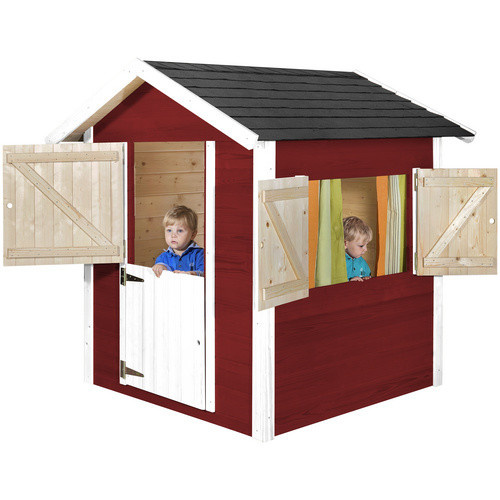 WEKA Kinderspielhaus Drachenhöhle Tabaluga aus Holz in Rot-Weiß, B/H/T: 144 x 154 x 153 cm - Bild 3