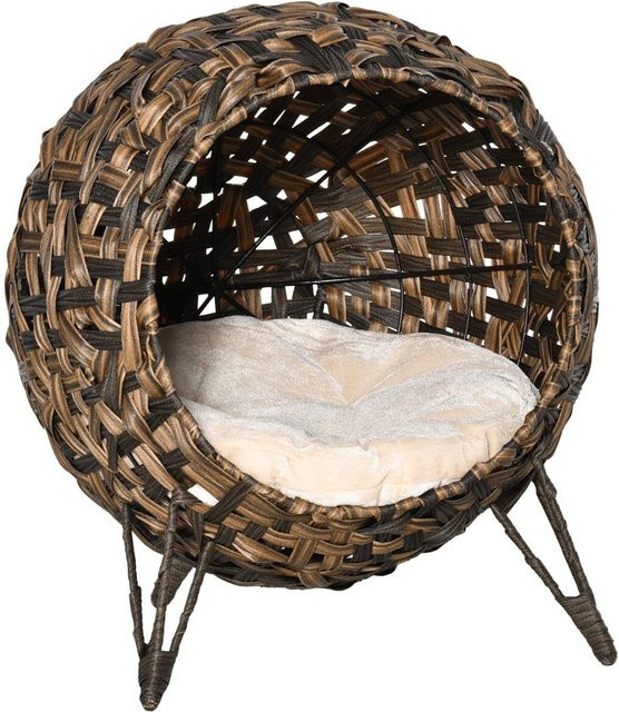 PawHut Katzenhöhle aus Polyrattan in Braun mit Durchmesser: 52 cm und Höhe: 58 cm - Bild 1