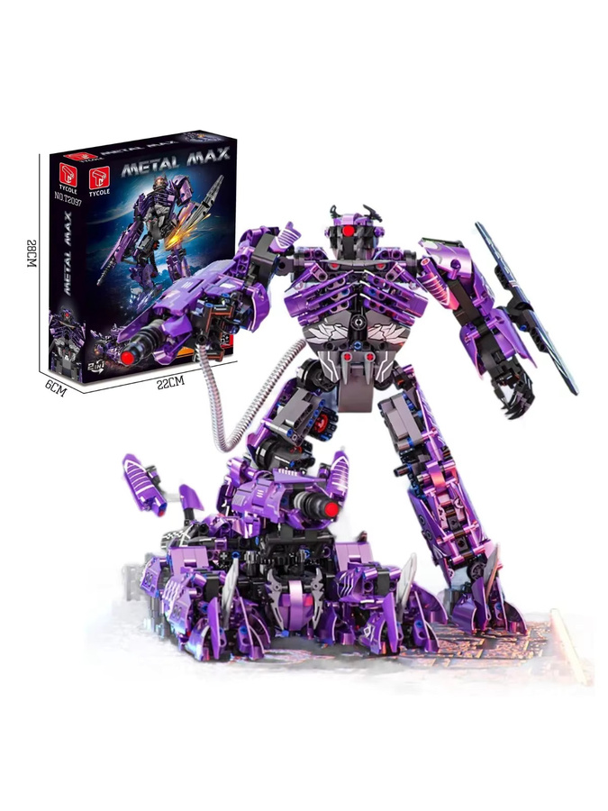 stemedu MOC Transformierbares Shockwave 2-in-1 Mecha-Modell aus Mini-Bausteinen in Lila - Bild 7