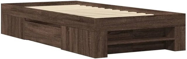 vidaXL Bettgestell aus Holzwerkstoff mit Schubladen in Eiche Braun B: 75 cm, L: 190 cm - Bild 1