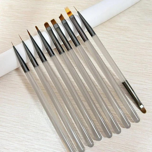 NATAWA UV Gel Nagel Pinsel Set, 9 Stück, Grau, Unisex - Bild 1