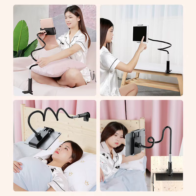 Flexibler Gooseneck Tablet Holder mit 360 Grad Clip für Smartphones und Tablets von 4 bis 11 Zoll in Schwarz - Bild 2