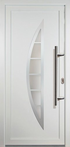 Meeth Aluminium-Haustür Signum Alu in Weiß mit satiniertem Glaseinsatz, modern, nach innen öffnend, Höhe: 208,0 cm, Breite: 88,0 cm - Bild 1