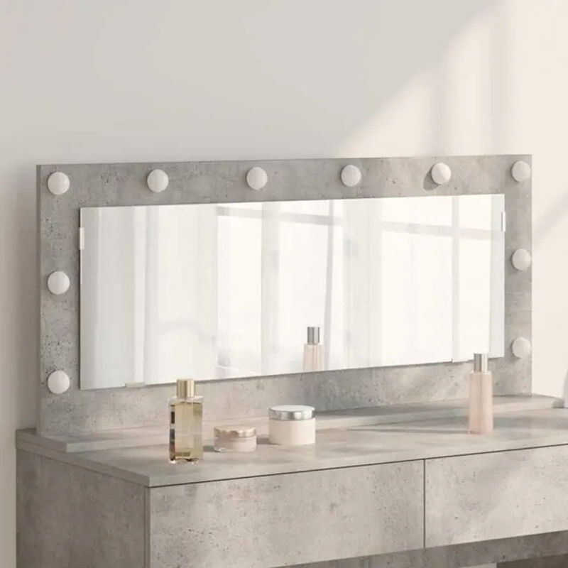 Vidaxl Kosmetikspiegel mit LED-Beleuchtung in Grau, Wandspiegel aus Beton in Rechteckig, B/H/T: 100 x 45 x 18 cm - Bild 1