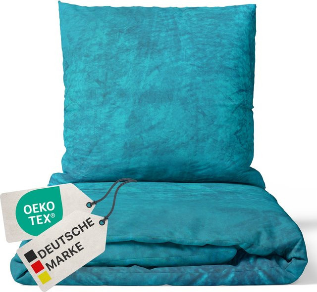 NYVI Winter Bettwäsche Set DreamScience Cashmere Touch aus Microfaser in Petrol, B/H: 155 x 220 cm und 80 x 80 cm - Bild 1