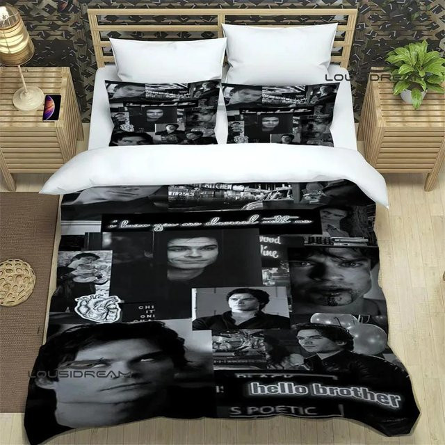 Gu Tao Bettwäsche-Set The Vampire Diaries Damon Salvatore, Schwarz, B/H: 210 x 210 cm - Bild 1