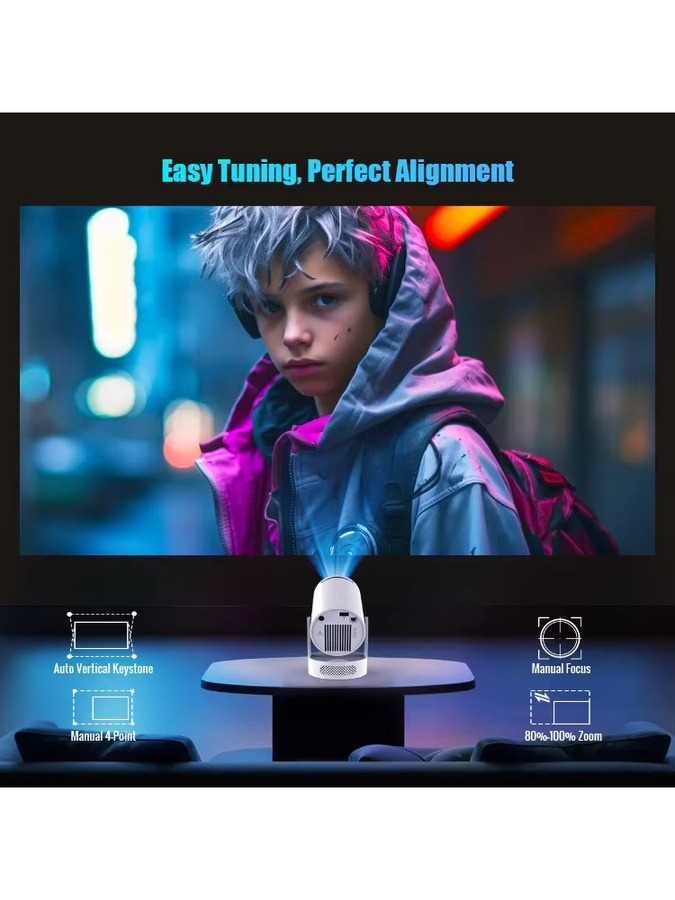 Magcubic HY300Pro+ Sprachgesteuerter Projektor mit 8K Unterstützung, Android 14, 8000 Lumen, WLAN6 und Bluetooth 5.4, Tragbarer Kino-Projektor für Outdoor mit Airmouse - Bild 7