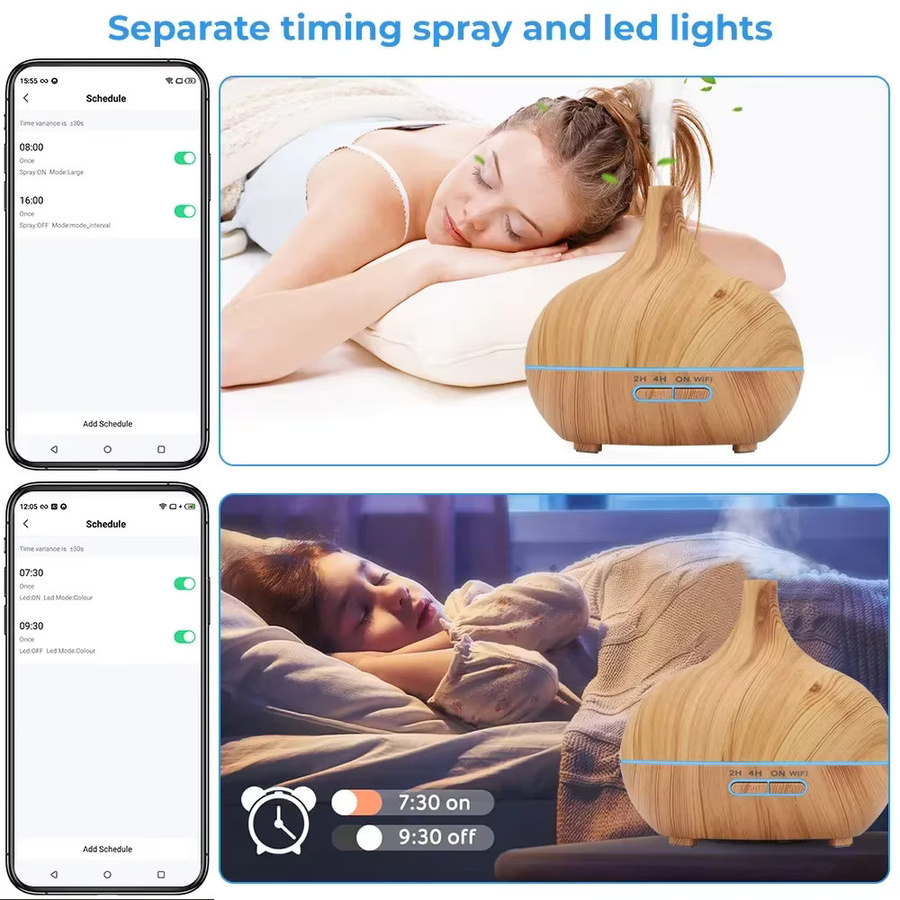 DELIXING Tuya WiFi Luftbefeuchter und Ultraschall Aroma Diffusor mit 400 ml Fassungsvermögen, Smart Home kompatibel mit Alexa und Google, Rostrot - Bild 4
