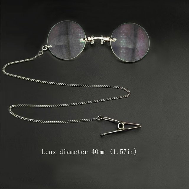 YUJO Nasenclip-Brille, rund, Horn, silber - Bild 1