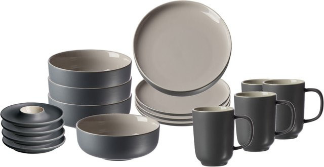 Ritzenhoff & Breker Frühstücksset Jasper Coffee Service aus Keramik in Grau, 16er Set - Bild 1