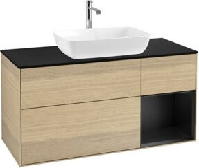 V&B Waschtischunterschrank Finion mit Wandbeleuchtung in Beige und Eiche Lackiert, Breite: 120 cm, Tiefe: 50,1 cm, Höhe: 50,1 cm - Bild 1