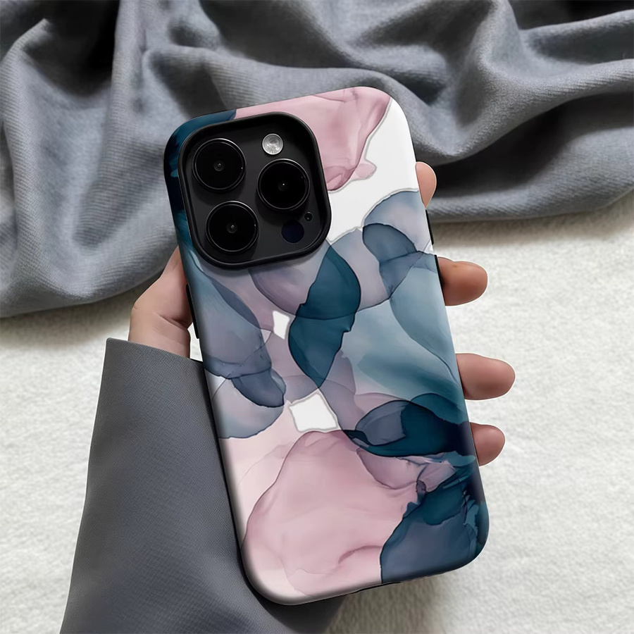 Potdemiel Handyhülle Blush & Teal Flow für iPhone 17 16 15 14 13 Pro Max Plus, robuste doppelschichtige Hülle in Pink, Blau und Multicolour - Bild 4