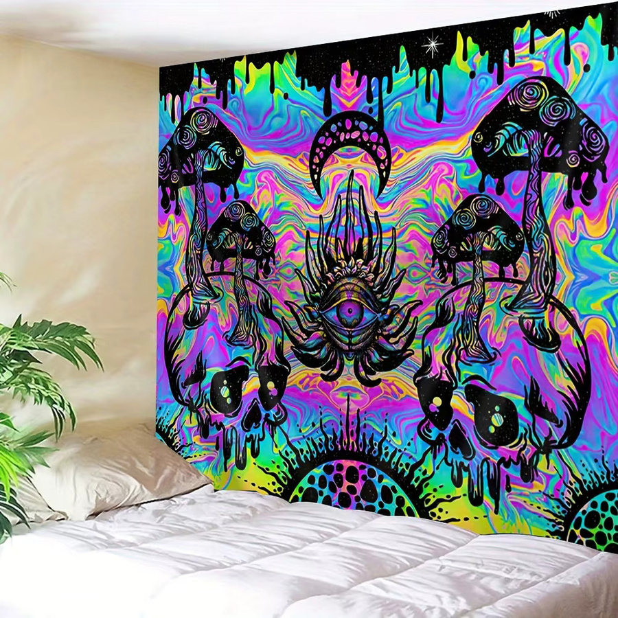 VIKAMA Psychedelischer Wandteppich Allwissiges Auge Abstract Design in Multicolour, B/H: 60 x 40 cm - Bild 2