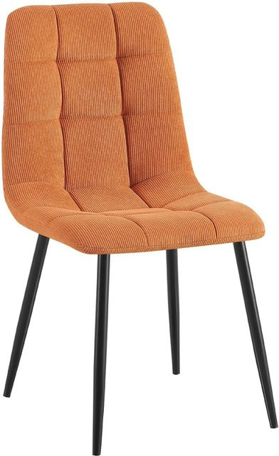 CLP Esszimmerstuhl Antibes gepolsterter Küchenstuhl mit Cordbezug und Metallgestell in Orange und Schwarz - Bild 1