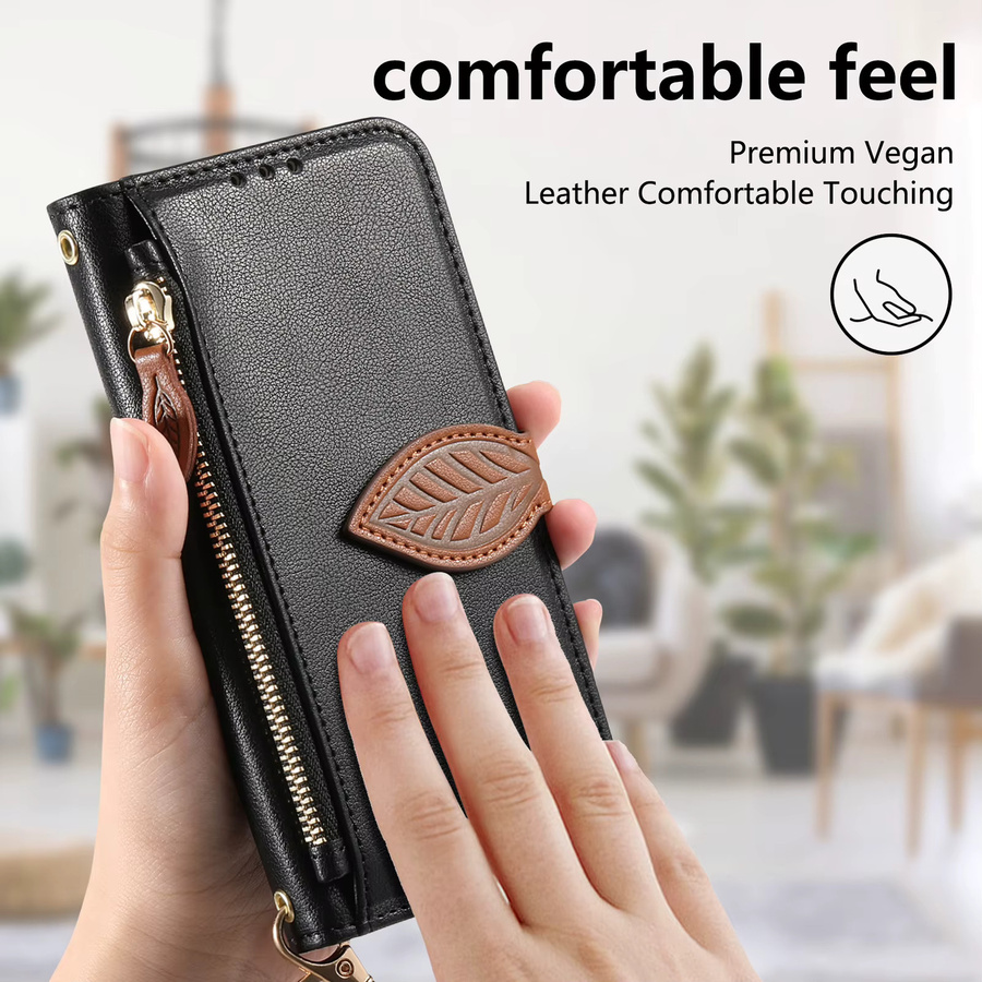 Business PU Leder Handyhülle als Flip Book Card Zipper Wallet Cover für Samsung Galaxy S25 Plus, S24, S23 Ultra, S22 5G und S25+ in Schwarz - Bild 5