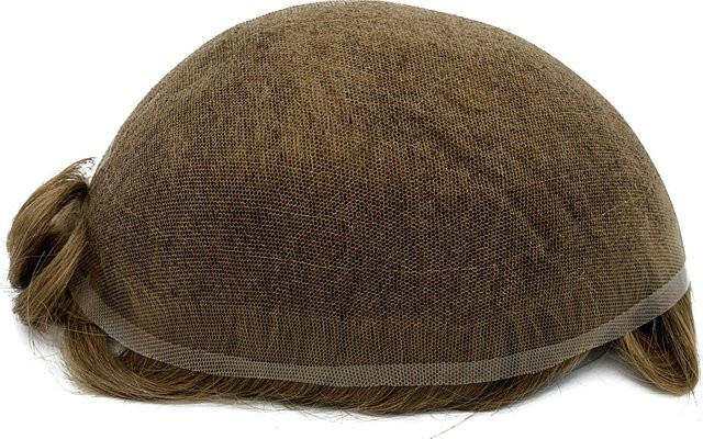 HRF Toupee French Lace Bleach Knot Natural Hairline, Herren, Indian Human Hair - Bild 1