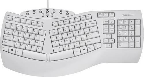 Perixx Periboard-512 Ergonomische USB Tastatur QWERTZ Deutsch in Weiß und Silber - Bild 1