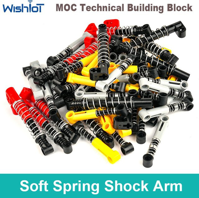 Wishiot MOC DIY Bausteine Set mit Stoßdämpfer-Armen in Grau und Bunt/Mehrfarbig, 4 Stück Kunststoff Zubehör für Technic Modelle - Bild 1