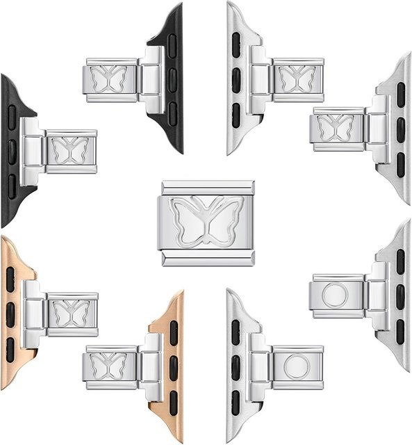 MoBuy Smart Watch Adapter Edelstahl, Schmetterling Stern, Silber, Unisex - Bild 1