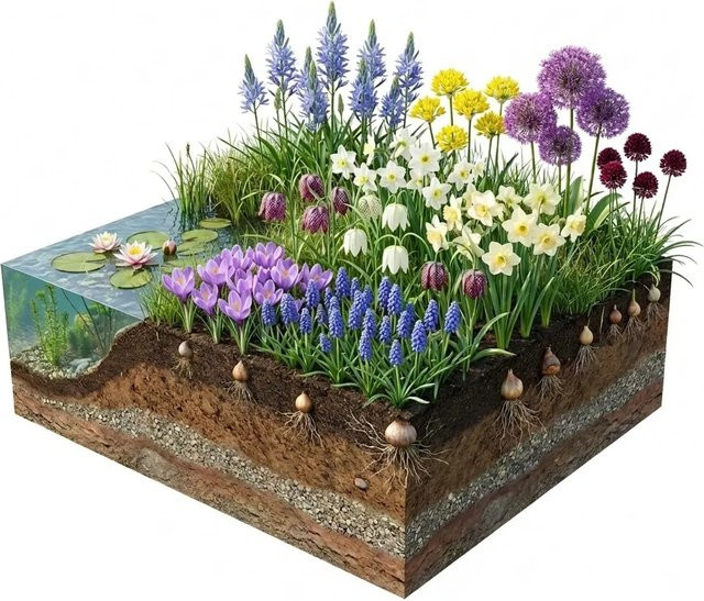 Vdvelde Aqua Bulbs Naturpaket in Türkis und Mehrfarbig: Insektenfreundliche Blumenzwiebeln für den Teichrand - Bild 1