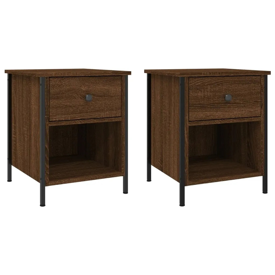 Set aus 2 vidaXL Nachttischen in Braun mit Eichen-Optik, B/T/H: 40 x 42 x 50 cm - Bild 2