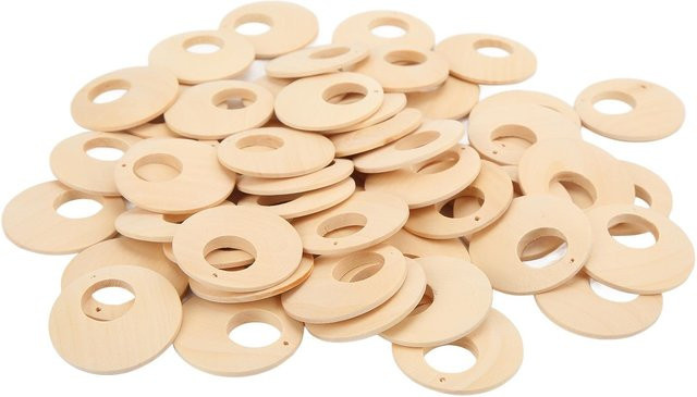 GoolRC Ohrringrohlinge Holz, Rund, Beige, Unisex - Bild 1